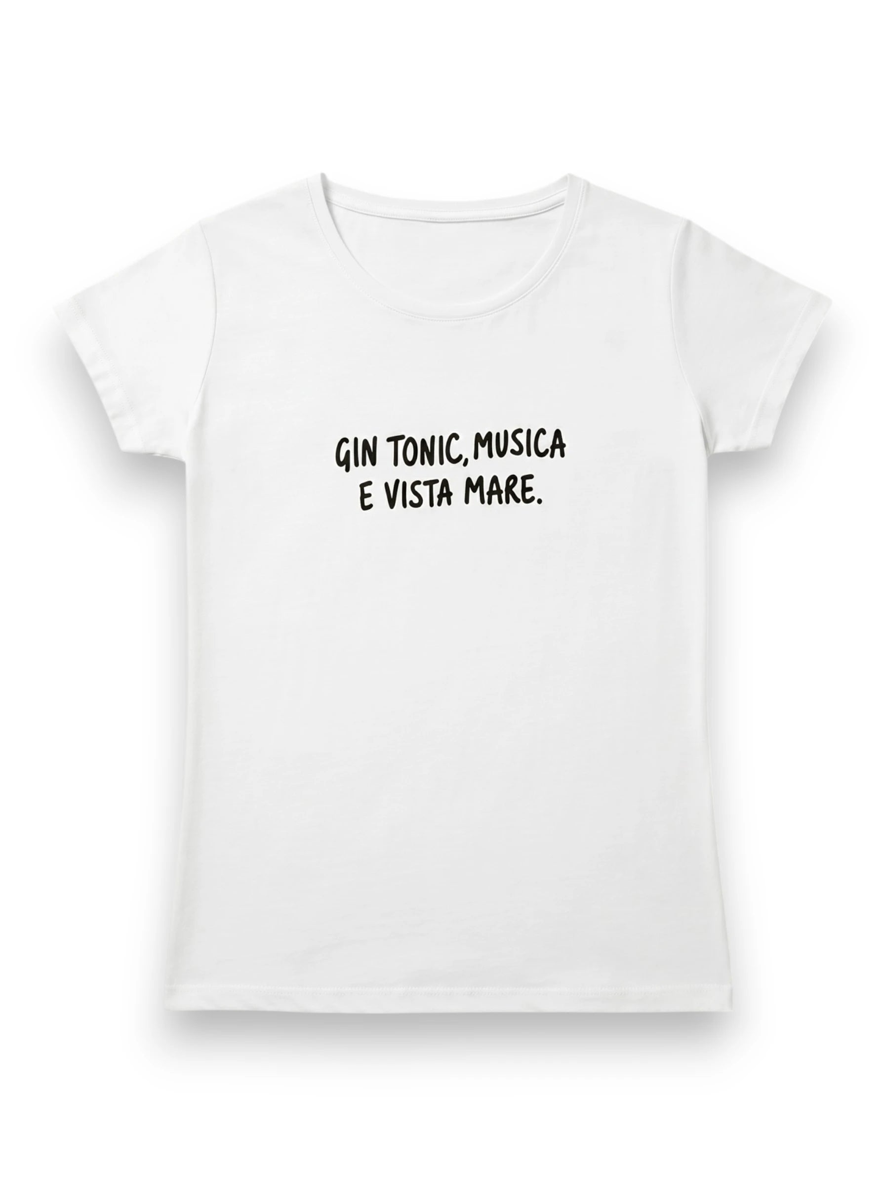 Balti marškinėliai „Gin Tonic“ Susy Mix baltame fone